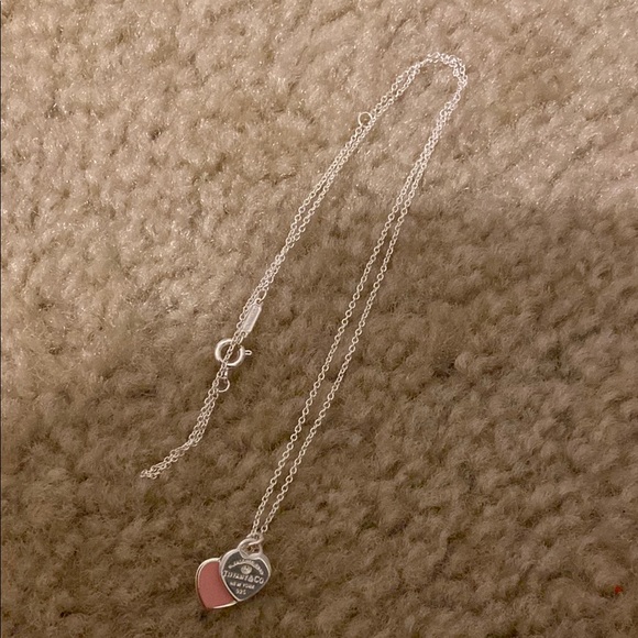 COPY- Tiffany Silver and Pink Heart Pendant Necklace - Picture 1 of 5